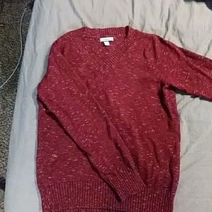 Red cozy v neck sweater